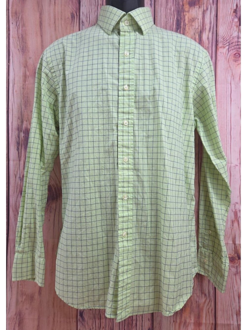 Polo Ralph Lauren Regent Custom Fit Shirt Size 16.5-34/35 Green Check